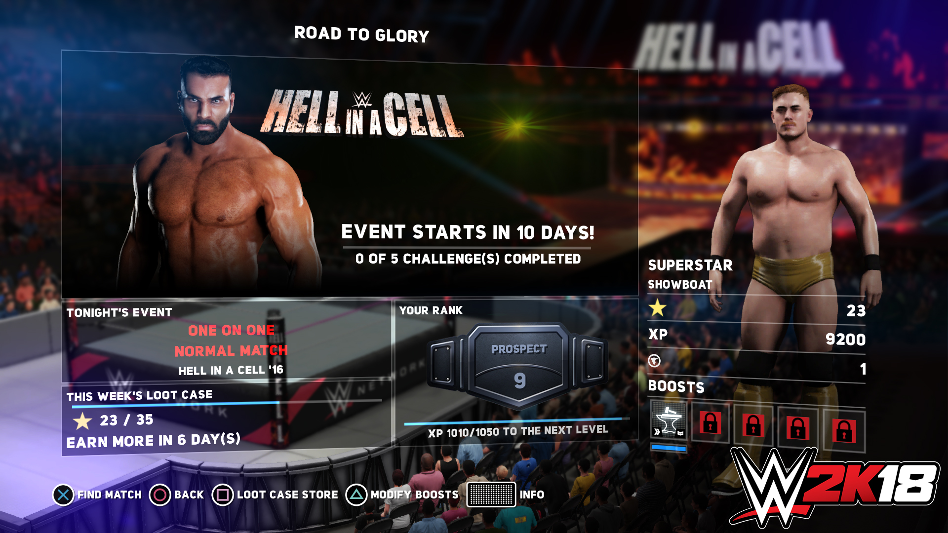 Road To Glory Main Event Screen Example